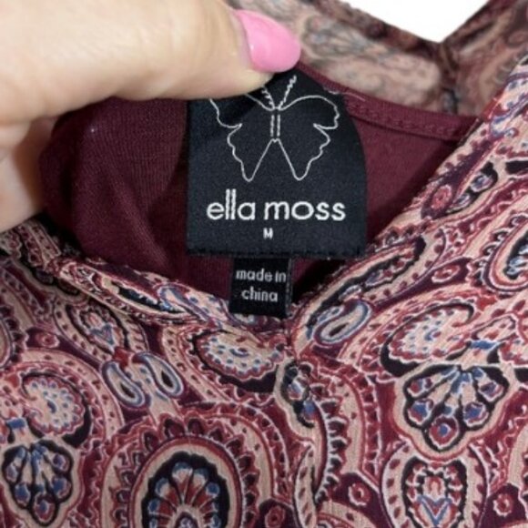 Ella Moss burgundy red silk paisley print draped tunic top size M - Picture 4 of 6